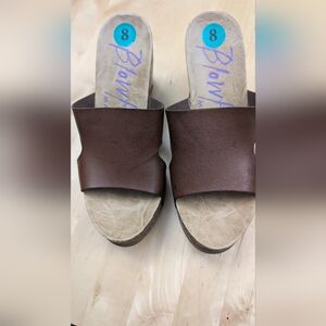 Blowfish Size 8 Brown Leather Wedge Slides New (No box or tags)